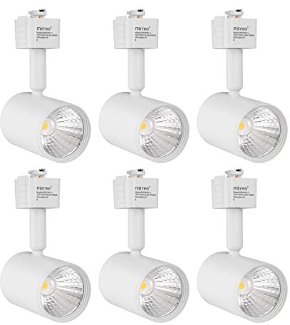 mirrea LED Track Lighting Heads Compatible with Single Circuit J Type Track Lighting Rail Ceiling Spotlight for Accent Task Wall Art Exhibition Lighting 6.5W 24° White Pack of 6 (4000K Neutral White)