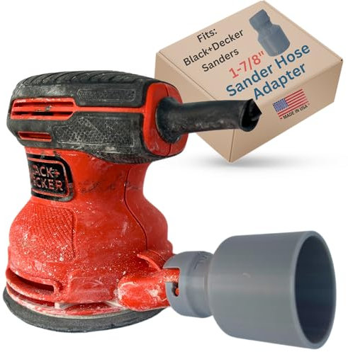 Vacuum Hose Adapter compatible with BLACK+DECKER 5-inch Random Orbit Sander BDERO100 BDERO600 BDERO200AEV BDEQS300 and 1-7/8 inch Wet Dry Shop Vac Hose Dust Reducer Collector
