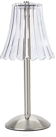 HEQET Cordless Table Lamps for Home, Table, Dining Room, Gold Rechargeable Lamps, USB Charge 12'' Tall LED Brass Portable Outdoor Indoor Table Lamp with Built-in Dimmer (Sliver-Flower)