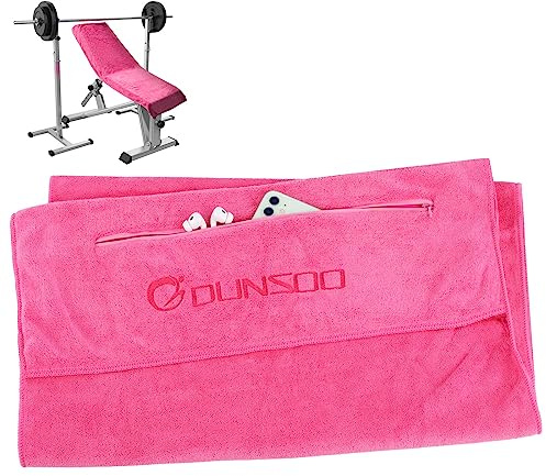DUNSOO fitnesshandduk I 120 x 50 cm I mikrofiber sporthandduk med dragkedja för gym och träning I gymhandduk av 100 % bomull (rosa)