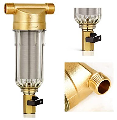 Système de filtre à eau, 4 filtres à eau à bouche fendue purificateur avant cuivre plomb pré-filtre lavage à contre-courant enlever la rouille contaminant le tuyau de sédiments