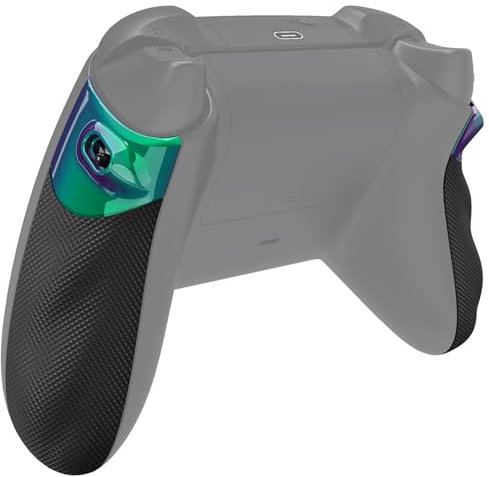eXtremeRate Flexor Agarre de Goma con Trigger Stop Kit para Xbox Series X/S Control Carcasa de Grip Antideslizante Quickshot Gatillos Ergonómico para Xbox Core Mando-Diamante Textura(Violeta a Verde)