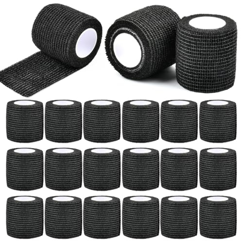 40 Rolls Black Cohesive Bandage 5 cm x 4.5 m, Self Adherent Bandage, Sport Wrap Tape, Stretch Cohesive Wrap Athletic Tape for Wrist and Ankle Sprains