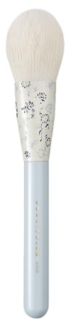 Indigo Artisan Series Powder Brush - Blue Handle with Chinese Porcelain Ferrule, Ultra-Soft Nylon Bristles for Loose/Pressed Powder, Full-Size Face Makeup Brush for Airbrush Finish (QHC 101)