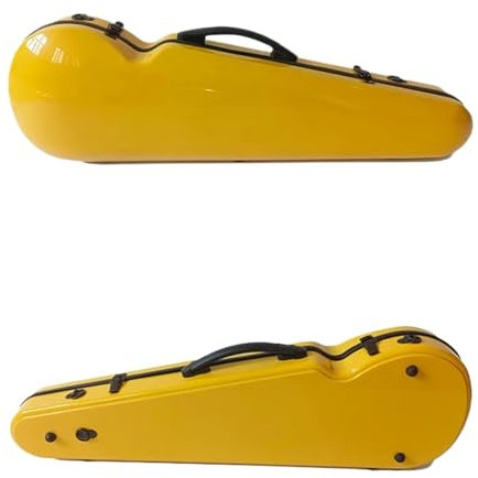FJIXUO Violinenkoffer Mehrfarbige dreieckige Violinbox, 4/4-Carbonfaser-Geigenkoffer, Violinzubehör mit Hygrometer(Yellow 4 4)