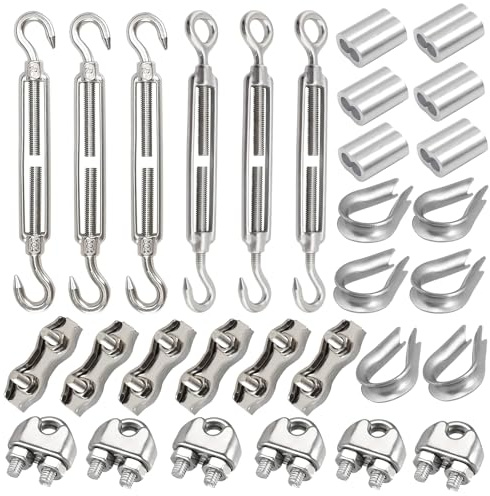 Bogoro M5-spännare krok och spännare, 30 st med spännare, rostfritt stål, 3 mm, repklämma, duplexklämmor, låsklämmor och bindringar för klättring utomhus