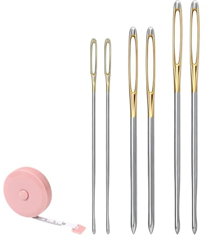 6 Pieces Blunt Steel Large-Eye Needles, Darning Needles for Wool, Wool Thick Hand Knitter, Bodkin Needle, Needles for Sewing, Yarn Knitting, Tapestry, Darning or DIY Crafting