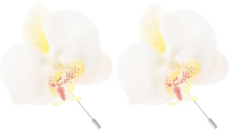 JOINPAYA Lot de 2 Broches Orchidée en Soie Blanche Épingles à Costume Élégantes pour Hommes et Filles Accessoires Formels Polyvalents pour Mariages Bals et Anniversaires