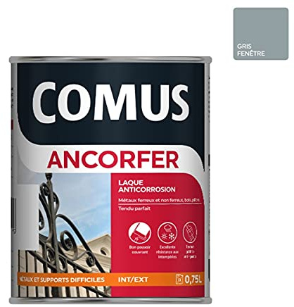 Ancorfer Brillant 0.75L Gris Fenêtre - Peinture-Laque de Finition antirouille pour Métaux et Autres Supports (Bois, Plâtre…)