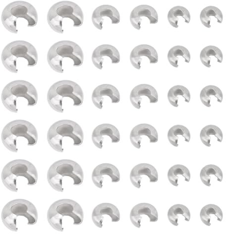 UNICRAFTALE 150 pièces 3 tailles 4.5/6/10.5mm de Diamètre Perles à Écraser perles à Sertir en Acier Inoxydable Couvre les Perles Bout Bout Demi-Rond Ouvert Perles à Écraser pour Fabrication de Bijoux