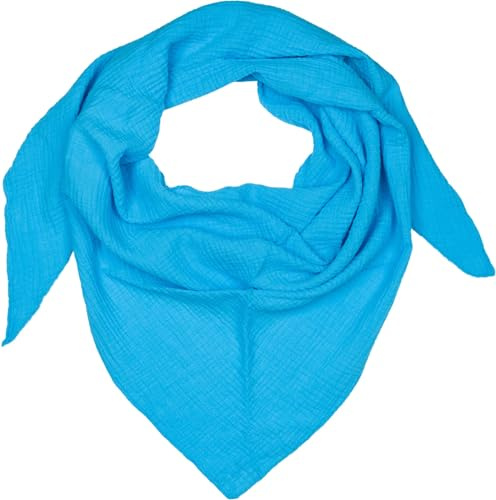 styleBREAKER Damen Musselin Dreieckstuch aus 100% Baumwolle | Weiches und leichtes Halstuch für Damen Unifarben | Stylisches Tuch für jede Jahreszeit - Made in Italy, 196 x 84 cm, Farbe:Türkis