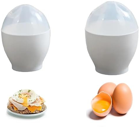 Egg Poachers Microwave Egg Cooker For Soft Medium And Hard Boiled Eggs Quick Poached Eggs Maker Poacher Cups Easy Boil Small Reusable Plastic Egg Boiler Cup For Breakfast Kitchen Restaurant (2 Pk)