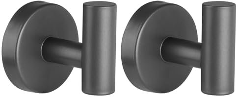 YUET 2 Piezas de Toalla Gancho Colgador Toalleros de Gancho para Baño de Pared de SUS 304 Acero Inoxidable Percha Perchero para Colgar para Sombrero Ropa Abrigo Cocina Oficina Hogar (Gris)