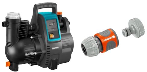 Gardena Hauswasserautomat 4000/5E & Pumpen-Anschlusssatz: Schlauchkupplung zum schnellen Anschluss von 13 mm (1/2 Zoll)-Schläuchen an Pumpen mit 33,3 mm (G 1 Zoll)-Außengewinde (1750-20)