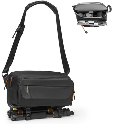 Cwatcun Bolsa para Cámara SLR, Resistente al Agua, Con Soporte para Trípode y Correa de Hombro para Fotógrafos, Negro, Talla L