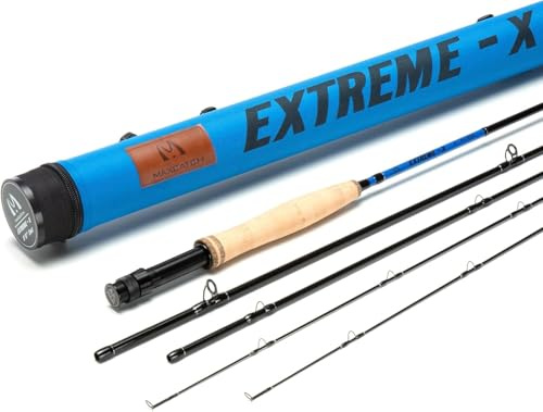 Maxcatch Extreme-X Fly Fishing Rod with Extra Tip Section, Fast Action, Carrying Tube Included (4wt 8'6'' 4pcs with Extra Tip Section)