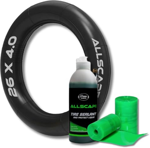 HEB - Heavy Duty 26x4 Bike Tube for Ebike Tires - Puncture Resistant Inner Tube + 13 oz Puncture Repair Sealant, Prevents and Repairs + Polyurethane Heat and Water Resistant Bike Tubes (2) Liner