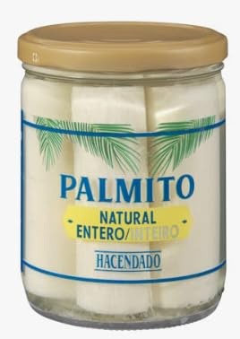 Palmito Natural Whole Hearts of Palm, 410g Glass Jar pack de 2