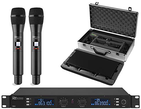 Power Dynamics PD PD632H Dual Handheld Wireless Microphone System - 2 Channel UHF Cordless Microphones with IR Sync, Balanced XLR Outputs & Aluminium Carrying Case for DJ, Church, Events, Conferences