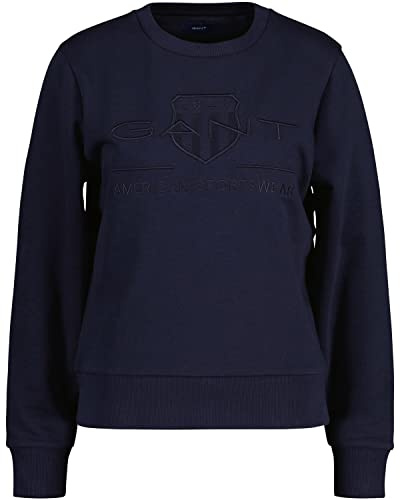 GANT Damen REG Shield C-Neck Sweat Tonal Logo Rundhalspullover, Evening Blue, XL