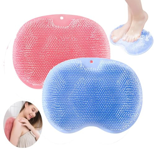 Tianher Foot Massager Brush, 2 Piece Silicone Shower Foot Massager with Non-Slip Suction Cups for Peeling, Back Massage, Foot Care