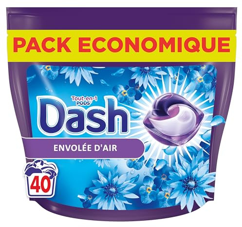 Dash PODS - Detersivo completo in capsule 40 lavaggi, volo d'aria, freschezza, pulizia luminosa, made in France