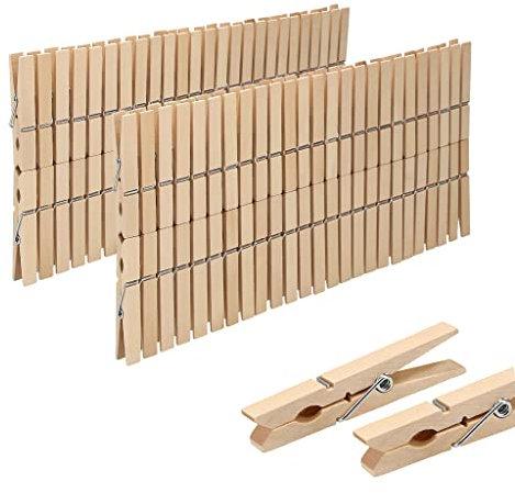 VonBueren 100 Mollette Grandi in Legno di Betulla Sostenibile | Senza Plastica | Non Trattate | Ideali per Fai-da-te