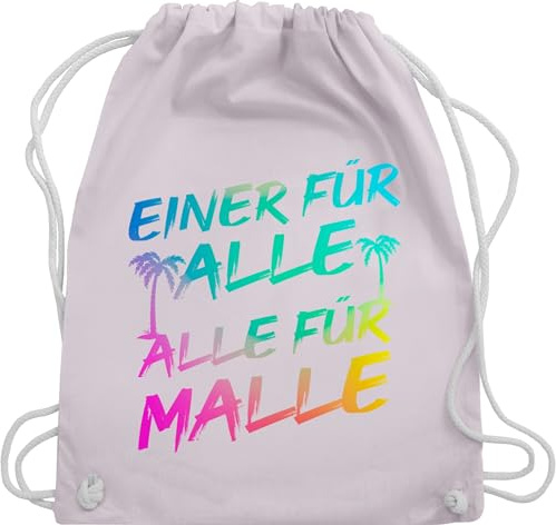 Turnbeutel Rucksack - Urlaub Beutel - Einer für alle Alle für Malle I Mallorca Party I Malle für alle - Unisize - Pastell Rosa - vacation reise beuteltasche sprüche beuteltaschen mottoparty