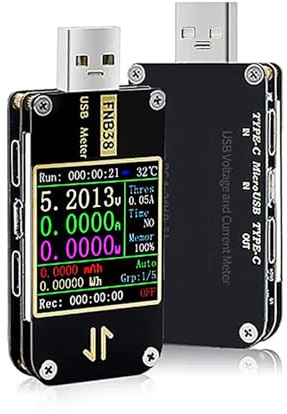 DollaTek FNB38 USB-Messgeräte, Multimeter, Strom- und Spannungsmonitor, 4.44 Zoll IPS-Farb-LCD-Display, DC 4-24 V, 5 A, QC 2.0/3.0