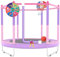 PILIN Kinder Trampolin mit Basketballkorb, 150cm Indoor-Outdoor-Sprungbett mit Federn, erhöhtes Sicherheitsnetz - Geburtstagsspielzeug für Jungen Mädchen, Kinderweihnachtsgeschenk