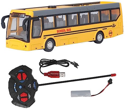 BSTCAR Ferngesteuerter Bus Spielzeug Kinder 1:48 Maßstab Wiederaufladbar RC Schulbus Elektronische Spielfahrzeuge Simulation Bus und Mädchen (Gelb)