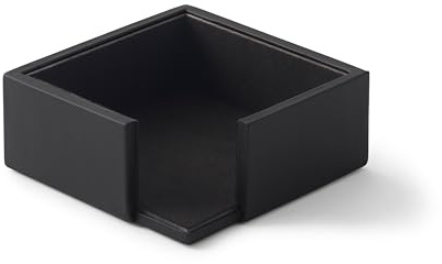 Eglooh - Minerva - Portamemo Quadrato in Cuoio Nero - Porta Foglietti da Scrivania, Blocchi Note, Appunti - cm 11,2 x 11,2 x H.4,5 - Interamente Made in Italy