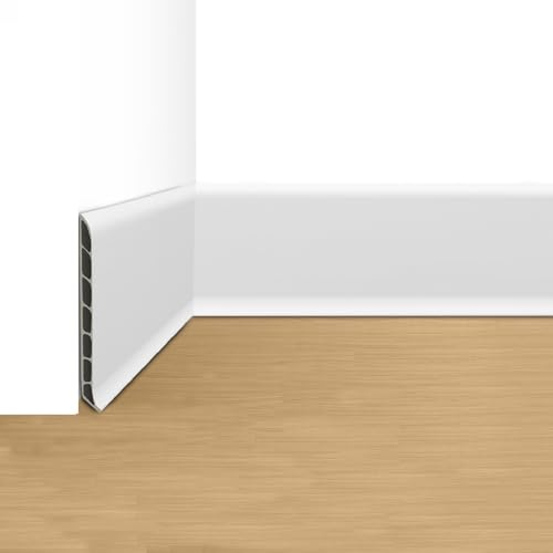 Wall Baseboard Molding Trim, High-Impact Vinyl Baseboard Trim, 10-Pack of 39.4 x 2.3, Wall Base Moulding Trim Installed with Clear Double Sided Tape, White
