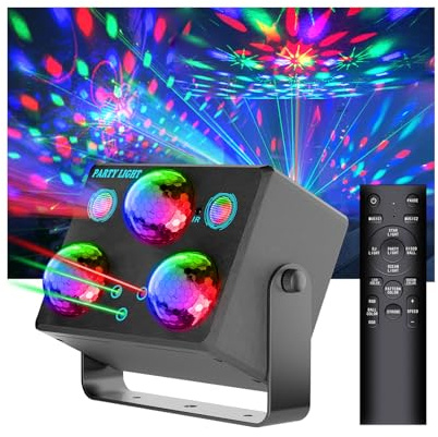 Disco Ball,Party DJ Disco Light Strobe Stage Dance Light Glow Party Sound Activated with Remote Control Rave Ocean Star Projector for Club KTV Christmas Halloween Dancing Parties Holiday Décor