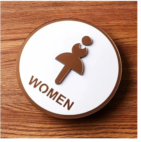 Wc-skylt med genombruten akryl badrumsskyltning, toalettskyltar för män och kvinnor, toalett påminnelsepanel, universellt hotell skjutdörrklistermärke (E,20 x 20 cm)