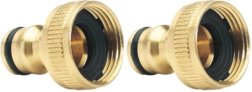 Draper 36198 Brass Garden Hose Tap Connector, 3/4, Gold (Pack of 2)