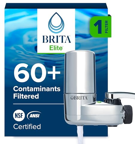 Brita Faucet Mount Water Filter System, Chrome, No-Wait Filtration, Easy Install, Multi-Use Tap Water Filter for Kitchens, Bathrooms & Small Spaces
