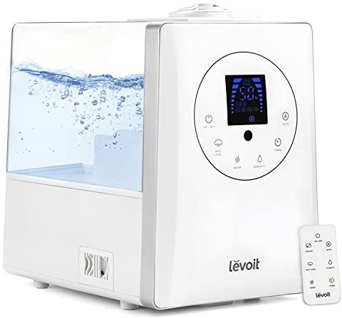 Levoit Warm & Cool Mist Humidifier, 6L, Auto Mode | Up to 60H Runtime, Dual Nozzles, Remote Control, Timer, Custom Humidity