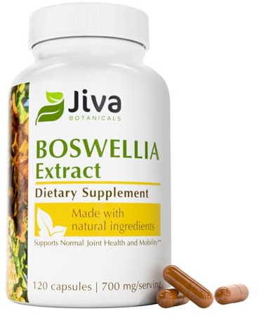 Jiva Botanicals Boswellia Extract Capsules 700mg per Serving - Boswellia Serrata Extract Supplement & Black Pepper - Joint Support Supplement for Normal Joint Health - 120 Capsules (Pack of 1)