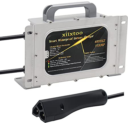 xiixtoo 15A Replacment Golf Cart Battery Charger for 48 Volt Ez-Go EZgo RXV/TXT with Triangle Style RXV Plug Waterproof