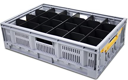 Caterbox Folding Crate with Internal Dividers for Wine & Champagne Glasses (24 Cells - Max Glass Width: 88mm)