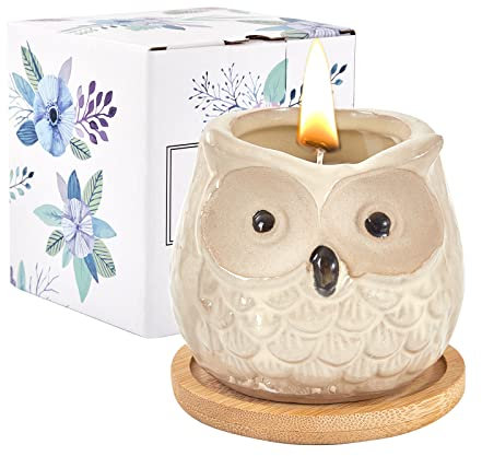 Kinforse Eulen-Duftkerzen | Geschenke für Frauen als Geburtstagsgeschenk | Süße Kerzen mit Orangenblüte & Eulen-Deko | Handgemacht, lange Brenndauer & Premium-Qualität