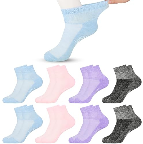 Jeasona 8 Paare Diabetikersocken Damen Ohne Gummi Socken Ohne Gummibund Damen 39-42 Bunt Bambus Socken Diabetiker Warm Bambus Sneaker Diabetikersocken Extra Weit
