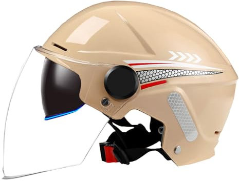 ECE Certifié Casque Semi-Ouvert Casque Jet Casque Moto Et Scooter Femme Adulte Anti Scratch Visiere, Casque de Moto