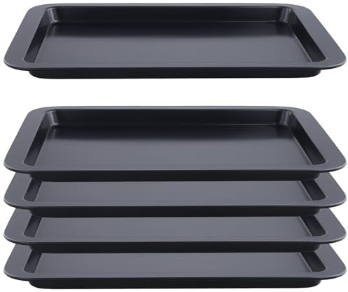 MUKSEUT Set di 5 teglie da forno antiaderenti in acciaio al carbonio, teglie da forno, teglie da forno, per cucinare, arrostire, 33 x 23 x 2 cm