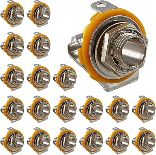 RUNCCI-YUN 6,35mm 1/4 Inch Female Guitar Input Jack,6,35mm TS Mono Panel Mount Socket,6.35mm Female Mono TS 1/4 Solder Socket(20pcs)
