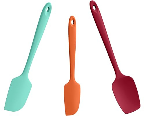 Doosu Silicone Spatula for Cooking, 315℃ Heat Resistant, 3Pc, Multicolors4 | Food Grade Bowl Scraper, High Temp Safe, Soft Small Kitchen Utensil, Non Scratch Non-Stick Flexible for Baking Mixing Serving