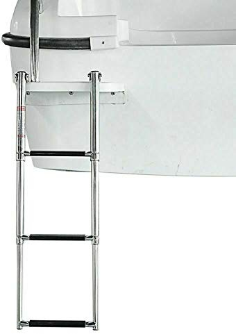 Marine Yacht Boat Ladders 3-Step, Swimming Pool Deck Boarding Ladder, Include All Parts, Loads 330lbs