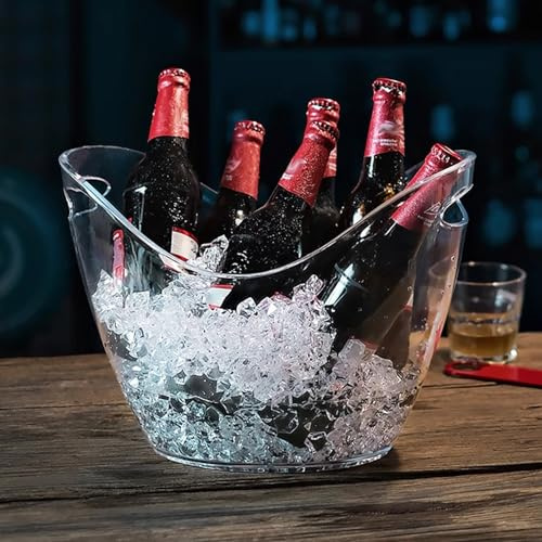 Enfriador de Cerveza, Cubos de Hielo de Acrílico Transparente for Fiestas, Enfriador de Bebidas for Vino, Botellas de Champán, Botellas de Cerveza, Capacidad Opcional de 4L/8L