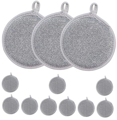 Alipis 12pièces Éponges à Vaisselle Multi-usages Lot De Anti-rayures Réutilisables Avec Trou De Suspension Pour Nettoyer Vaisselle Casseroles Et Poêles
